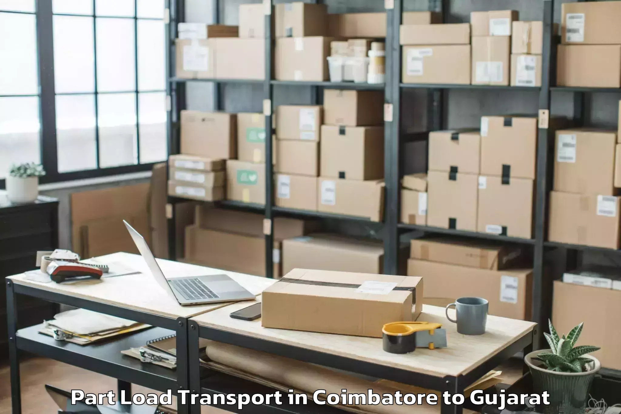 Affordable Coimbatore to Gandhidham Part Load Transport